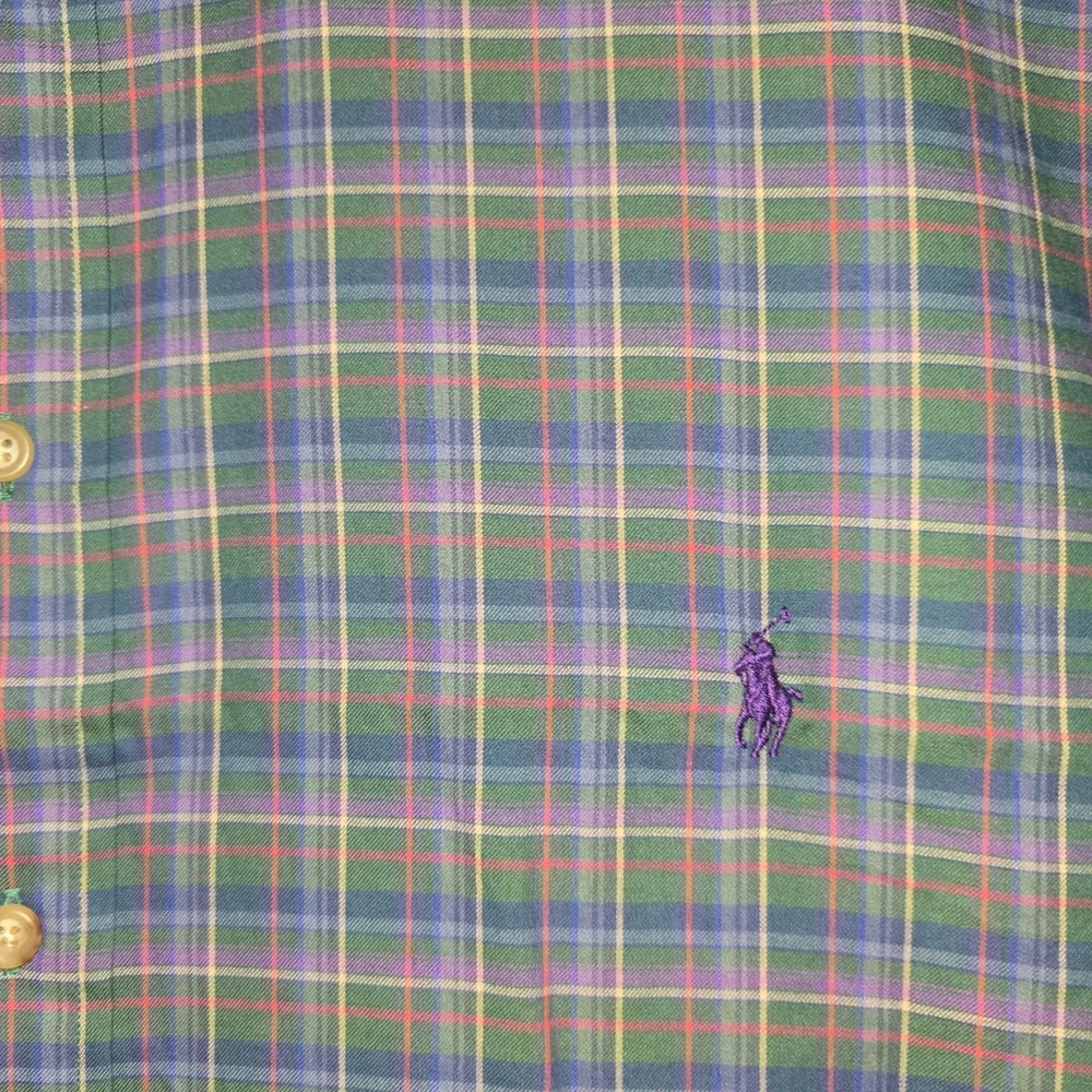Ralph Lauren Button Down Shirt 3XLT Mens Green Blue Plaid Classic Fit NWT